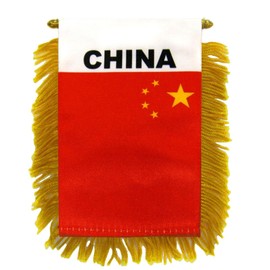 CHINA MINI BANNER FLAG GREAT FOR CAR & HOME WINDOW MIRROR HANGING 2 SIDED