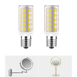 Yucclim Lighted Make Up Mirrors Replacement Incandescent Bulbs 20W for Conair illuminations Makeup Mirror 7X Double Sided Mirror LED Bulbs for Jerdon Makeup Mirror Replaces,Natural White, 2PCS