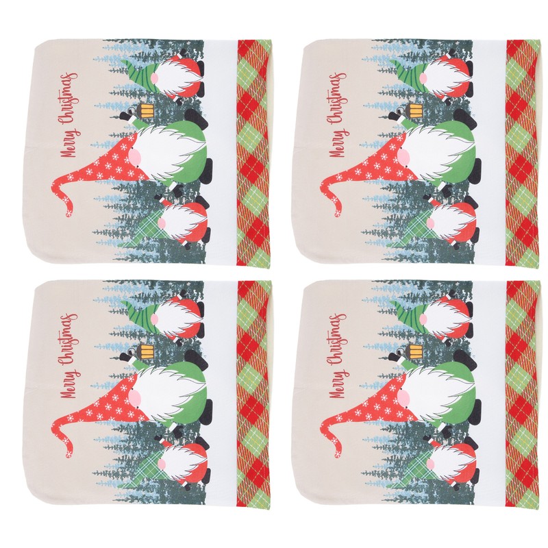 4pcs Chair Covers Soft Elastic Stretch Santa Claus Pattern Dining