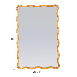 Creative Co-Op Wavy Rectangular Mirror with Scalloped Wooden Frame
