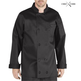 Che Code Chef Uniform Set Chef Coat and Pants CC119-202 (L, Black Coat & Houndstooth)