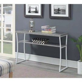 Convenience Concepts X-Calibur Console Table in Driftwood Gray Wood Finish