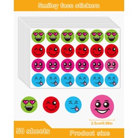 FUGLUS 1200 Stück Smile Aufkleber Sticker Klein,Emoji Sticker Belohnungssticker Meme Sticker Lehrer,Süße Emoticon Sticker Smile Smile Sticker für Lehrer Moderationskarten für Kinder