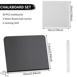 20 Packs Mini Chalkboard Signs, 4 "x3 Small Plastic Message Board Signs,Reusable Black Food Labels,Party,Buffet,Wedding,Birthday,Carnival,Place Cards and Event Decorations