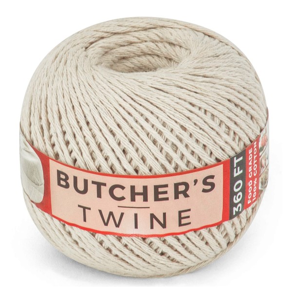 SteadMax Butchers Twine, 360 Feet, 2mm, 100% Natural Cotton Food Grade Cooking Bakers Twine, Durable Meat and Vegetable Tie, Easy Dispensing, 1 Pack