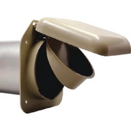 P-tec (2)-P-tec No-Pest 4 In. Tan Plastic Low Profile Dryer Vent Hood NPVT
