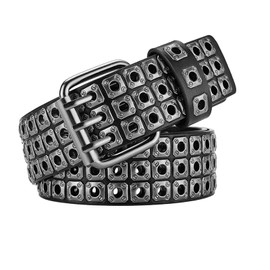 DXPETA Studded Belt, Punk Rock Belt for Men, Black Studded Belts with Adjustable Fit, Gothic Belts Accessories for Jeans and Pants