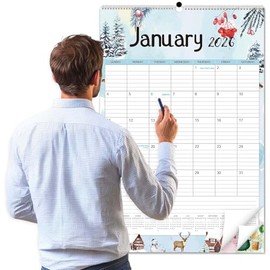 Guasslee - Calendario de pared grande 2026, colgante, vertical, de 20 x 30 pulgadas, calendario mensual de 18 meses, de enero de 2026 a junio de 2027, con líneas, encuadernación en espiral y notas
