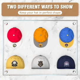 Niunuerga 48 Pack Adhesive Hat Hooks for Wall, Super Strong Hat Rack for Baseball Caps, Minimalist Hat Organizer Display for Home Decor, Hat Hangers Holder for Wall, Door, Closet, No Drilling (Gray)