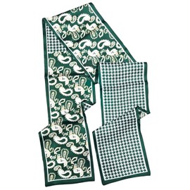 GIMIRO Satin Silk Scarf Double Layers 150 x 16 cm Tie Flowers Waist Belt for Blazer, Coat, Dress, 16# Green Houndstooth Floral Unisex