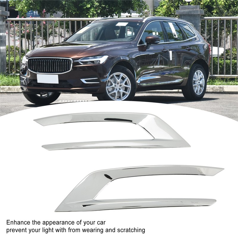 2PCS Front Fog Light Trim Silver Decoration Anti Fading Exterior
