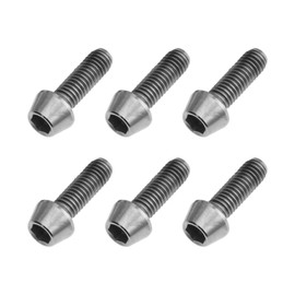 SING F LTD 6Pcs M5x15mm Titanium Bolts Hex Socket Tapered Head Ti-6Al-4V Titanium Alloy Bolt Bicycle Stem Parts for Mountain Bike Silver
