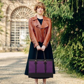 LOVEVOOK Laptop Bag for Women 15.6 inch Canvas Laptop Tote Bag, Large Capacity Work Bag with Clutch Purse, Computer Bag Office Business Briefcase, Casual Handbag for Travel College Teacher School