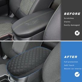 INTGET Center Console Armrest Cover for Toyota RAV4 Accessories 2025 2024 2023 2022 2021 2020 2019 Leather Middle Console Lid Pad Arm Rest Covering Car(Black with Cushion Texture)