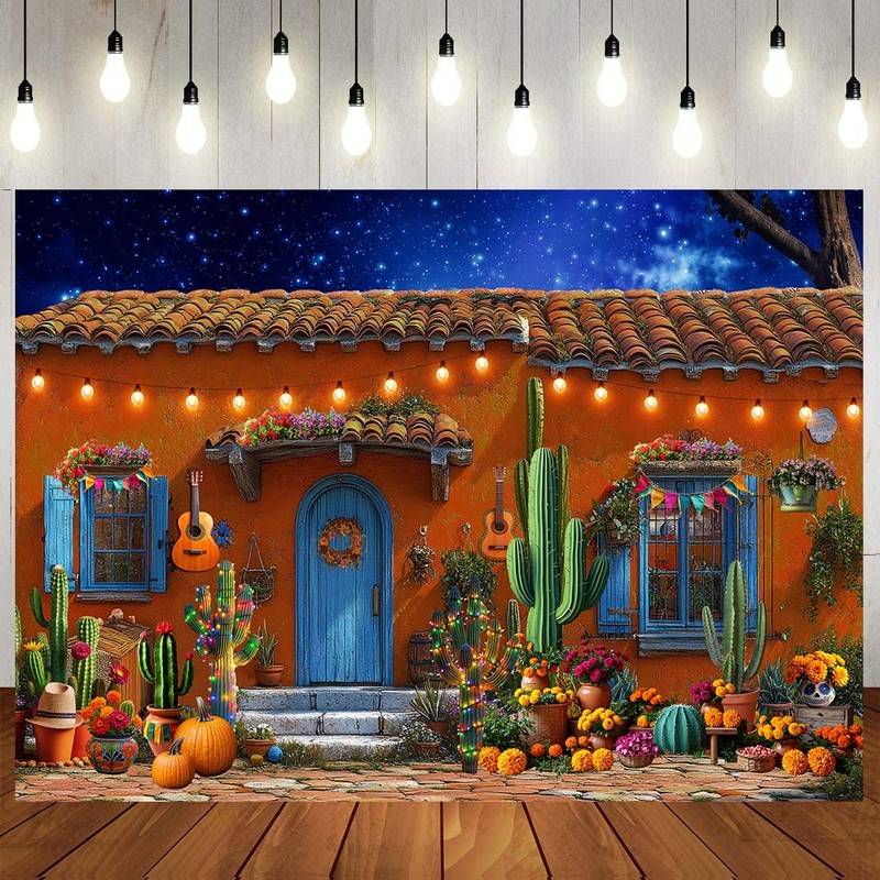 LTLYH Mexican Fiesta Backdrop 7x5ft Day of The Dead Photography