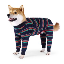 Pinellia Dog Recovery Suit, Abdominal Wound After Surgery Wear, Prevent Licking Wounds, E-Collar & Cone Alternatives, Long Sleeve Postoperative Shirts Dog Pajamas Prevent Shedding(XL, Blue)