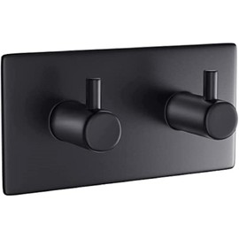 Ganchos Dobles para Toallas, Montaje en Pared, Negro Mate, 9 x 4.5 cm, Autoadhesivos