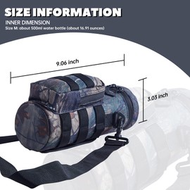 KRIYNAA Tactical Kettle water bottle bag 17oz hydration carrier glass bottle holder insulation waterproof military grade carrier insulation cold water bag leak proof(M-Leaf camouflage)