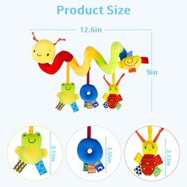 HASTHIP® Juguete Espiral de Cuna y Cochecito para Bebés, Oruga de Peluche Suave y Colorida, Juguete Colgante Educativo Sensorial para Recién Nacidos 6 a 12 Meses, Actividades Interactivas