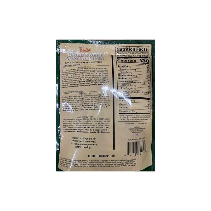 AmishTastes COPES CORN SWEET DRIED, 3.75 OZ, 1 Pack