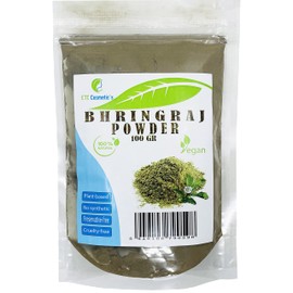 BHRINGRAJ (BHRINGARAJ) Powder 100% Visible Elipta Alba Powder Mask Against Hair Loss Premature Greying Mature Skin Various Skin Conditions (100 g)
