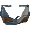 Bandolino Women's Omira Wedge Sandal, Denim/Dark Blue Fabric, Size 6,