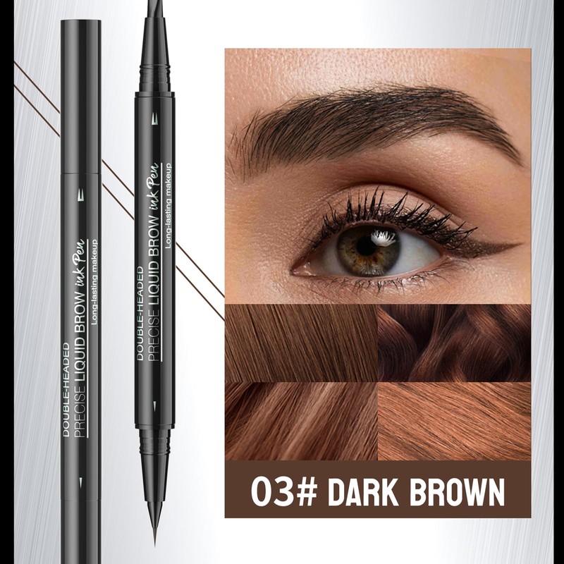 Eyebrow Pencil Dark Brown, Smudge-proof Eyebrow Pencil with 2 Fork