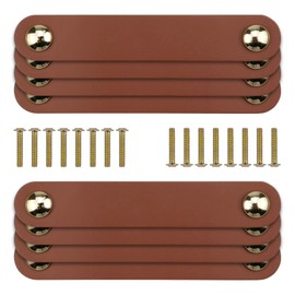 inodiref 8 Pcs Leather Drawer Pulls Leather Furniture Handle Leather Dresser Cabinet Knob Handles Door Handles with Screws for Cupboard Drawer Pull Knobs Furniture Hardware, Brown