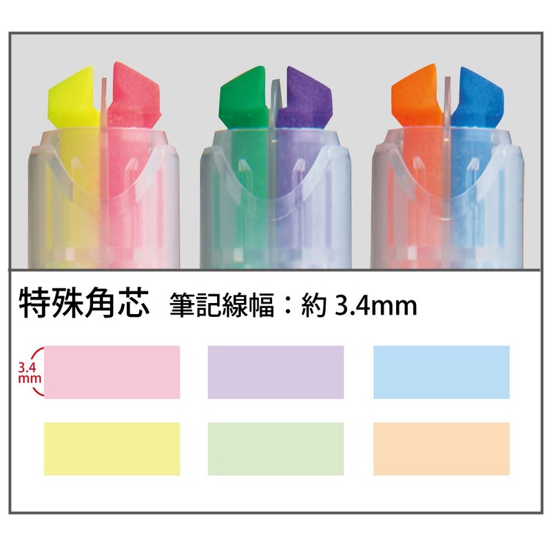 Kokuyo Beetle Tip Dual Color Highlighter, (PM-L313-3S) by Kokuyo