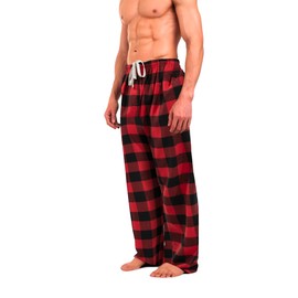 Bottoms Out Men's Flannel Pajama Pants, Comfortable Woven Sleepwear Bottoms, Soft Flannel Sleep Pant, Lounge Pant For Men, Red Buffalo, Small, Men