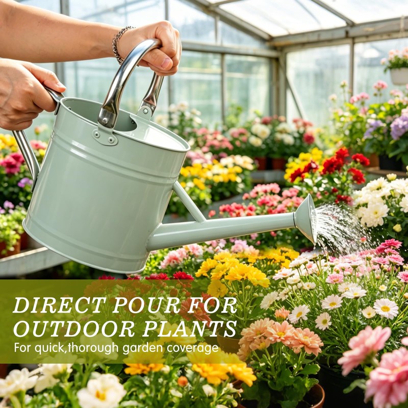 1 Gallon Watering Can for Outdoor&Indoor Plants，Cream Green