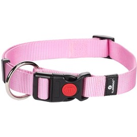 Flamingo Ziggi Dog Collar L 45-65 cm 25 mm Continuously Adjustable with Strain Relief Click Buckle with Safety Lock Pink