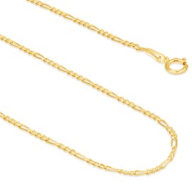 EVAYA Real Solid 14k Gold or Silver Figaro Chain (1.5mm-3mm Width, 16"-24" Length) - For Men & Women - Durable, Resistant to Tarnishing & Lasts a Lifetime - 18 Inches, 1.5mm, 14k Yellow Gold