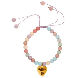 Bead Bracelet, Stylish Inspirational Quote Bracelets with Heart Shape Charm Just Be Yourself Bracelet Jewelry Gifts for Women Friends Fans (Gold Pendant)