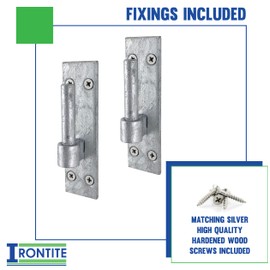 IRONTITE® Hooks On Plates Gate Hinges with 12mm Pin to Suit Hook and Band Gate Hinges, and Wrought Iron Gates. Galvanised Gate Hinges Hook On Plate Hinge Pins.