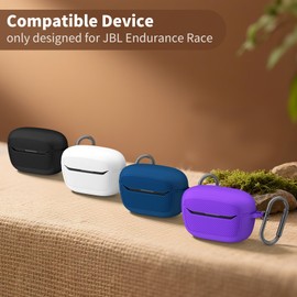 OAJ Soft Silicone Protective Case Cover for JBL Endurance Race 2, Front LED Visible, Compatible with JBL Endurance Race 2 Charging Case with Carabiner & Cleaner kit(White)