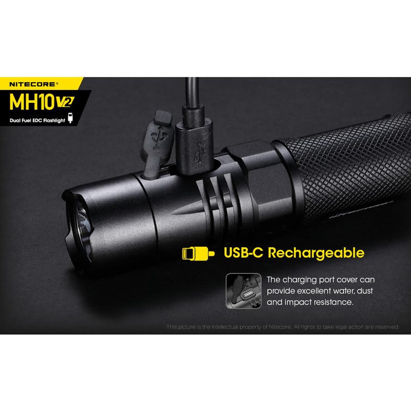 Nitecore MH10 v2 Rechargeable Flashlight, 1200 Lumen LED USB-C Fast