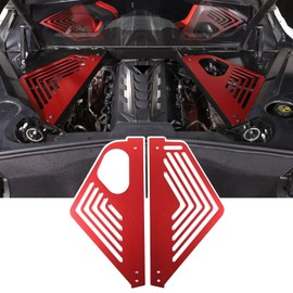 TOYCIDFG Engine Bay Panel Cover Trim for C8 Corvette 2020-2024, Left Right Splash Shield Oxidation Case Guard Auto Aluminium Interior Body Part Accessories (Red - A)