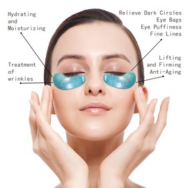 Under Eye Patches for Puffy eyes, 10Pairs eye gel pads for Dark Circles and Puffiness, Hyaluronic Acid Eye Pads for Wrinkles Anti Aging Eye Bags Moisturizing, Natural Plants vitamin C Gifts for Women