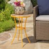 Yellow Outdoor Side Table with Colorful Tile Mosaic Top and