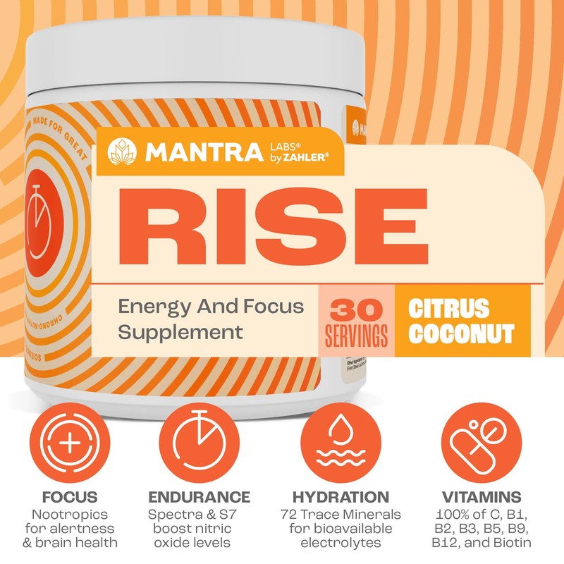 Zahler Mantra Rise, The Energy and Focus Supplement, Citrus Coconut