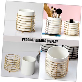 OHPHCALL Ceramic Pen Holder with Stand Stylish Desk Organizer for Makeup Brushes and Stationery Design for Home Office and School Use