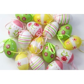 LB H&F Pack of 16 Decorative Easter Eggs 6 cm Eggs for Hanging Easter Hangers Easter Colourful (g)