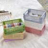 Mini Folding Plastic Basket for Storage 4 PCS，Mini Storage Crates