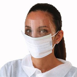 Ear Loop Face Mask w/Shield, Boxed, Blue, 25/box