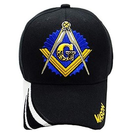 Master Mason Baseball Cap Black n White Hat Masonic Emblem Compass Square