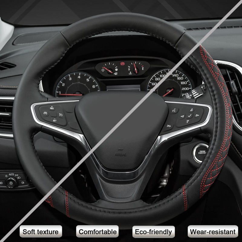 GIANT PANDA PU Leather Steering Wheel Cover Compatible with Renault