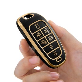 PANPHEN Car Key Case Compatible With Hyunda-i, Key Box Cover For Tucson NX4 Ioniq 5 Nexo Sante Fe 2021 2022 2023 2024,7-Buttons Key Case,Black