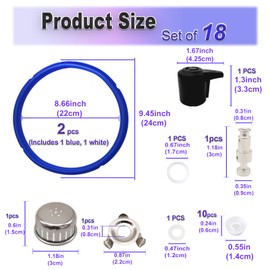 Premium 18 PC Complete Kit for Instant Pot Accessories Essential Replacement Parts Includes Sealing Ring 6 Quart, Steam Release Valve, for Instant Pot Duo 5/6 Qt IP-DUO50 IP-DUO60 Eiranoly