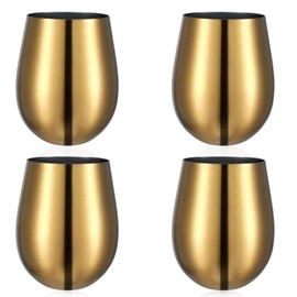4 Pack Stemless 17 OZ Tumbler Wine Glasses, 304 Stainless Steel Cups for Home Restaurants Bars Outdoor, Gift Essentials and Dishwasher safe
